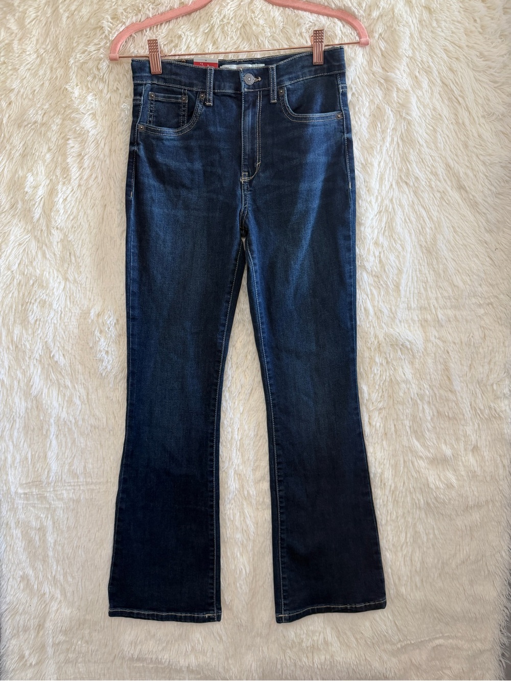 Levi's Youth Girls 726 Flare Jeans Size 14 Dark Blue Wash Denim Back To School